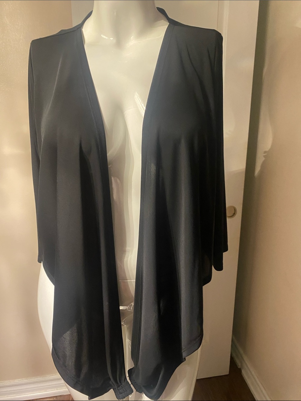 Donna Karan Black Draped Open-Front Women's Cardigan XL